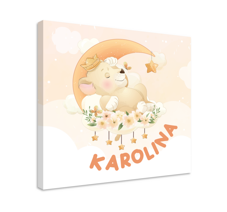 Pintura habitación bebé Lindos animales león con nombre - TenVinilo