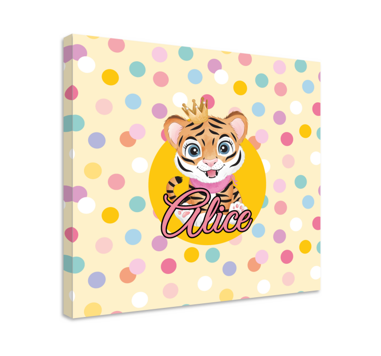 Cuadro personalizable Lindo tigre para niña con nombre - TenVinilo