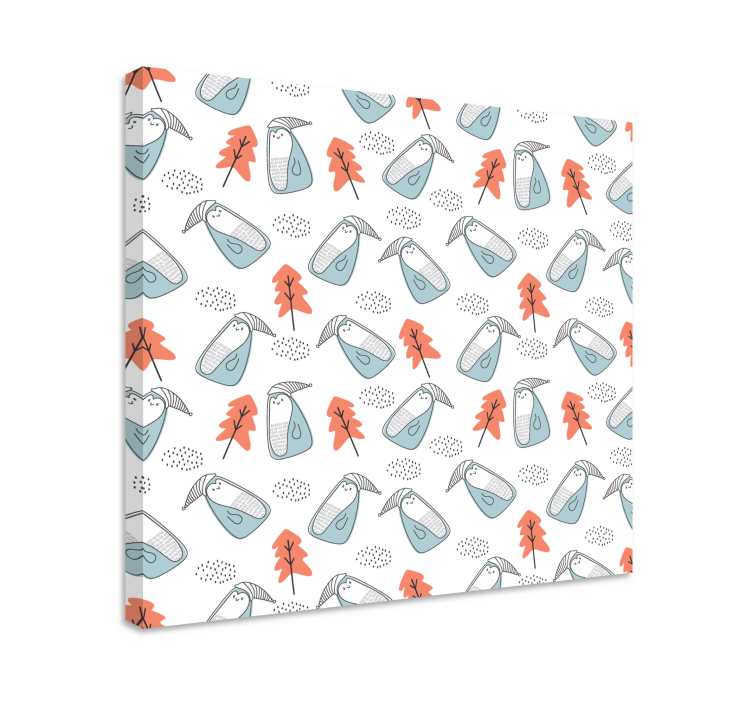 Cuadro nórdico Lindos pingüinos minimalistas con árboles - TenVinilo