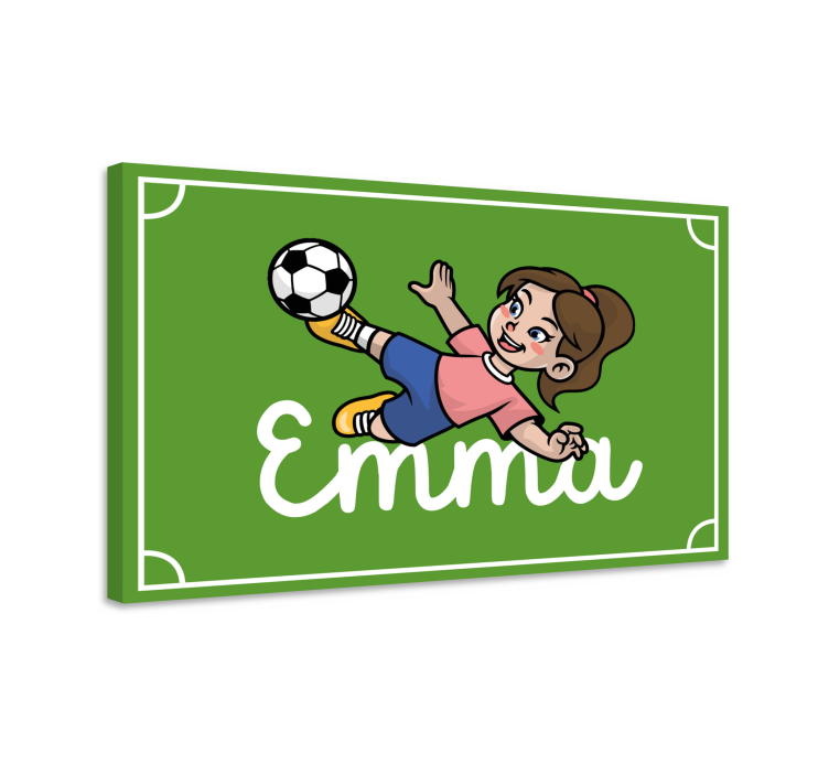 Cuadro personalizable Chica futbolista con nombre - TenVinilo