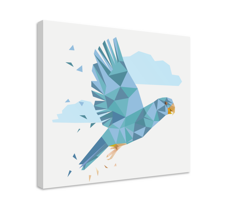 Cuadro aves Animales geométricos azul lindo loro - TenVinilo