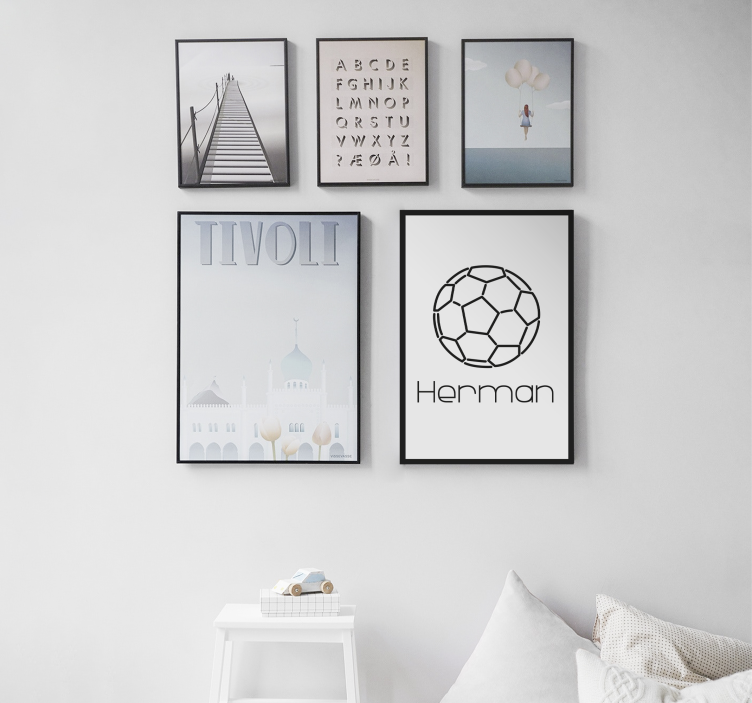 Cuadro juvenil balón de fútbol con nombre - TenVinilo