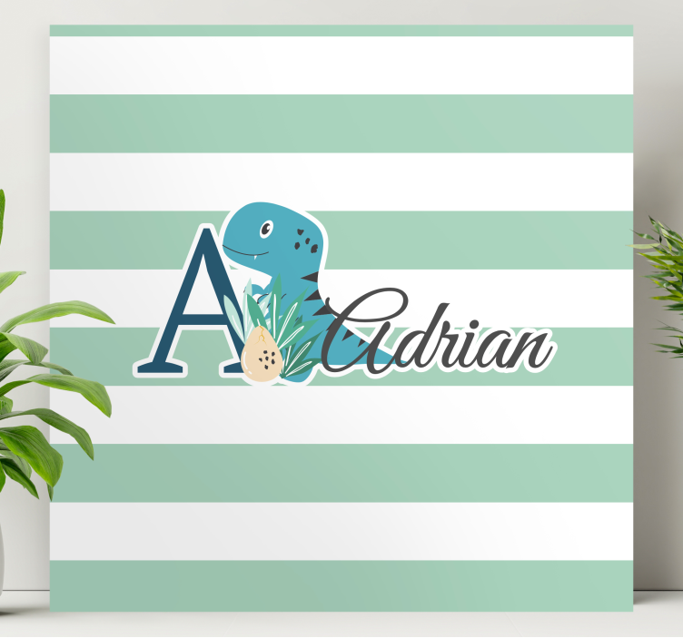 Cuadro personalizable Lindos animales dino con nombre - TenVinilo