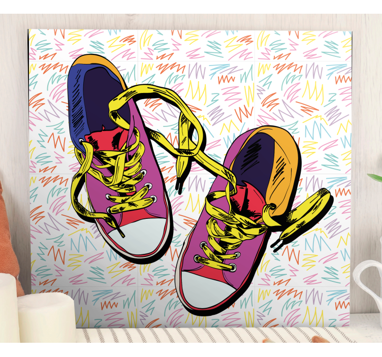 Cuadro con superhéroes diseño de zapatillas coloridas - TenVinilo