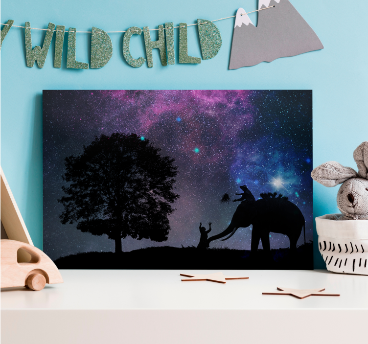 Cuadro de elefantes interacción con elefantes pequeños - TenVinilo