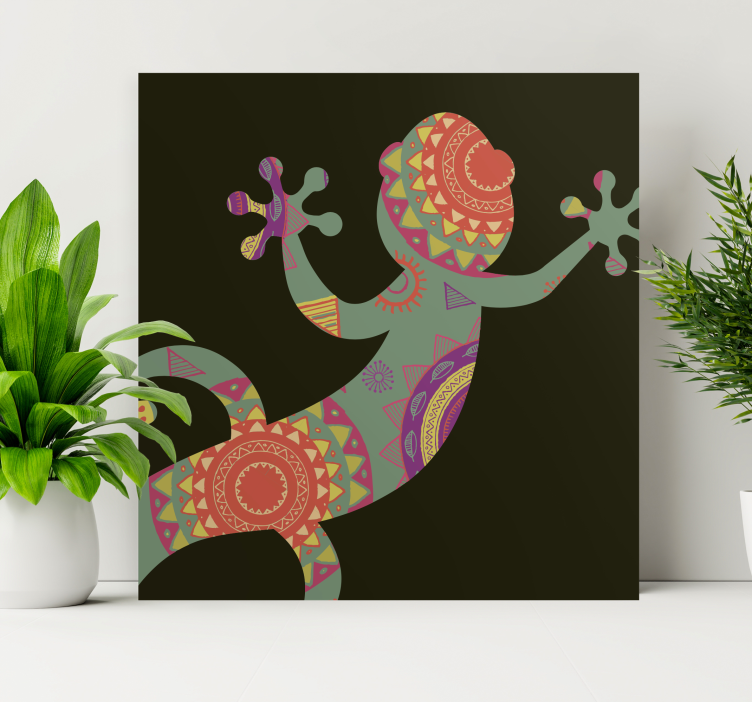 Cuadro mandala Gecko con mandala floral - TenVinilo