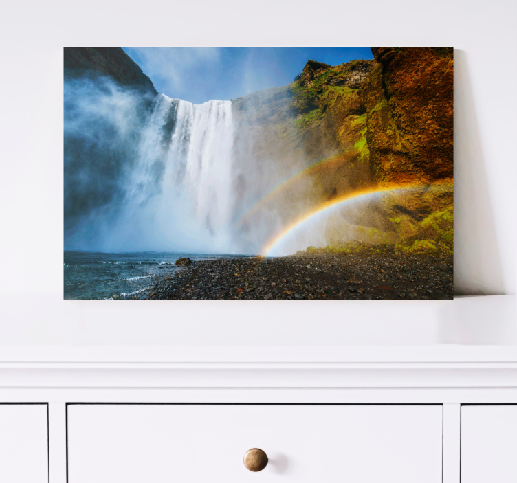 Cuadro paisajes Cascada con arcoiris - TenVinilo