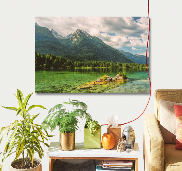 Cuadro paisajes Lago montañas y nubes - TenVinilo