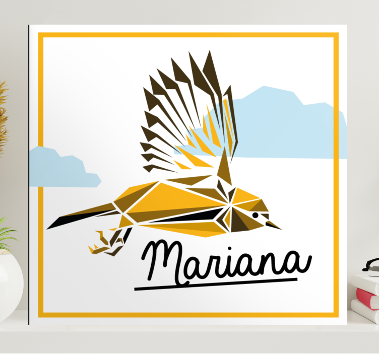 Cuadro aves Animales geométricos pájaro amarillo - TenVinilo