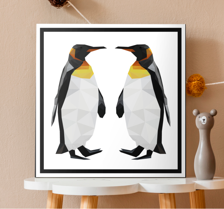 Cuadro aves Pareja de pingüinos de animales geométricos - TenVinilo