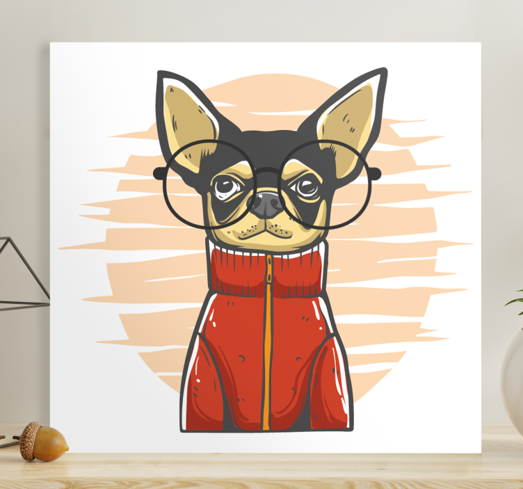 Cuadro perro Chihuahua con gafas - TenVinilo