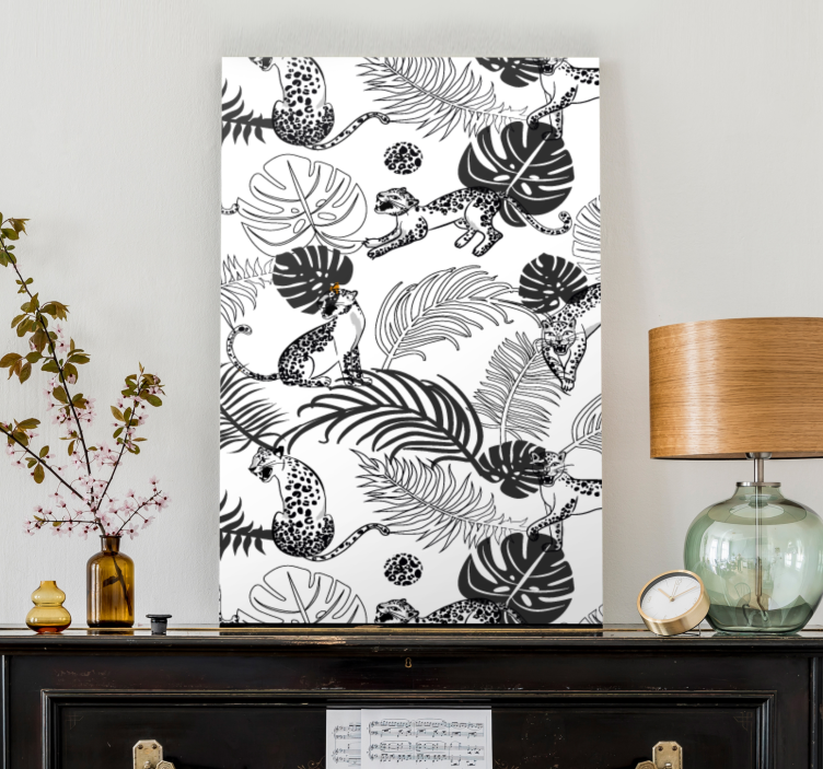 Cuadro de perro gatos juguetones de la jungla - TenVinilo