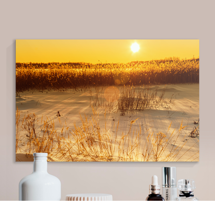 Cuadro plantas Momento de la puesta de sol de pampasgrass - TenVinilo