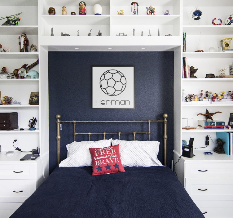 Cuadro juvenil balón de fútbol con nombre - TenVinilo