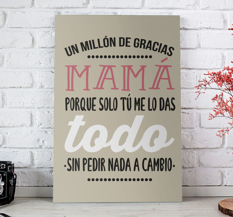 Cuadro para el día de la madre Texto para agradecer - TenVinilo