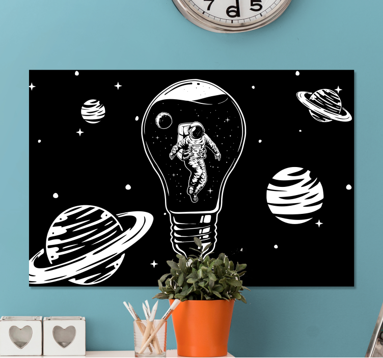 Cuadro para dormitorio Ilustración de un astronauta en una bombil - TenVinilo