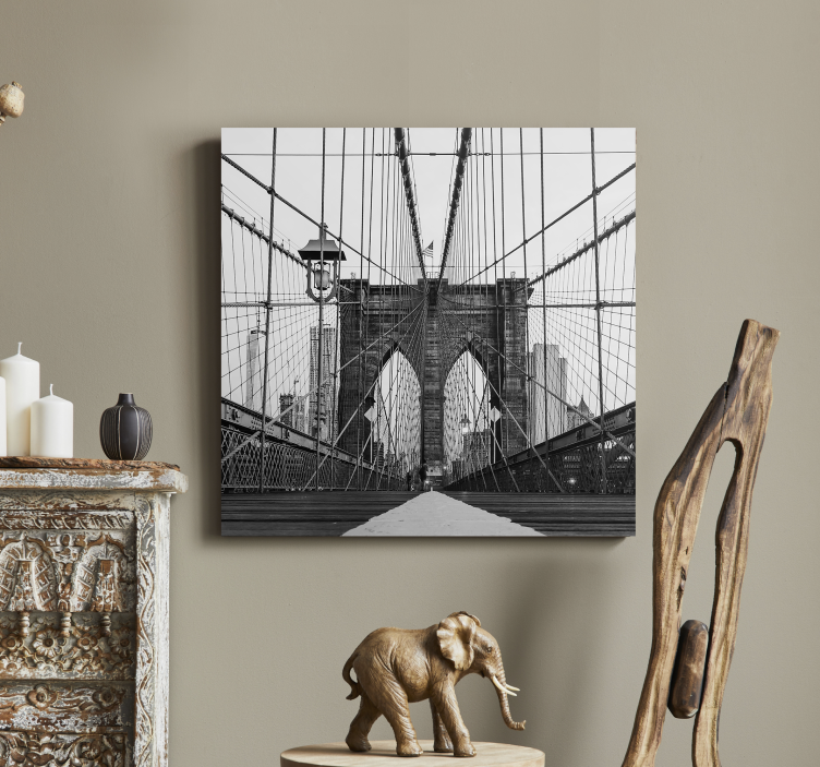 Cuadro 3d Puente de brooklyn en blanco y negro - TenVinilo