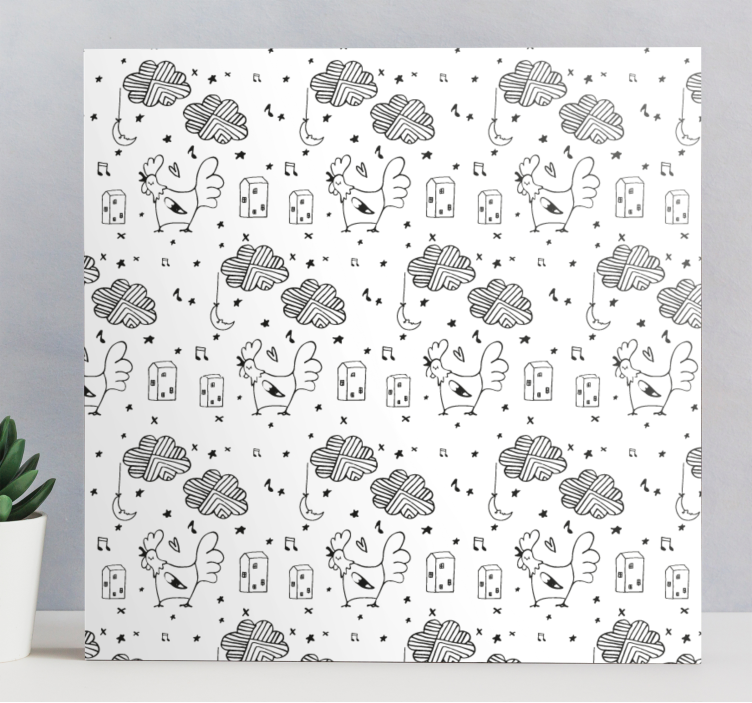 Cuadro nórdico Pollos blancos y negros - TenVinilo