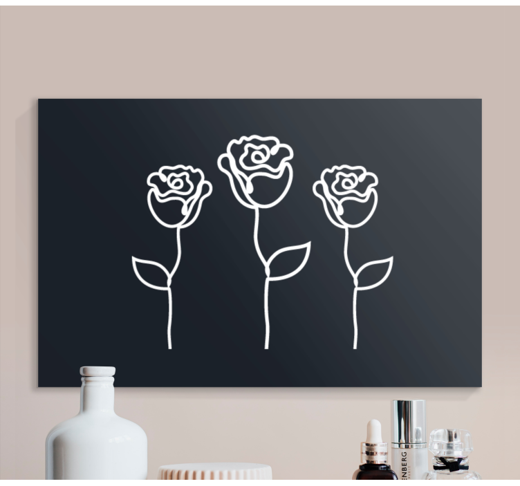 Cuadro de flores Línea de ilustración de rosas minimalistas - TenVinilo