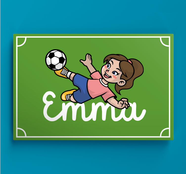 Cuadro personalizable Chica futbolista con nombre - TenVinilo