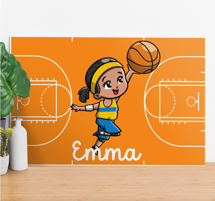 Cuadro personalizable Jugador de baloncesto niña con nombre - TenVinilo