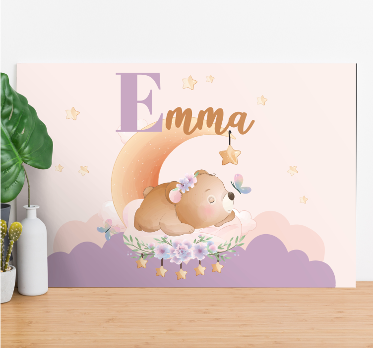 Cuadro personalizable Osos de animales lindos con nombre. - TenVinilo
