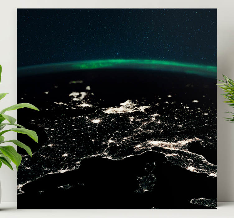 Cuadro mapa vista nocturna aérea - TenVinilo