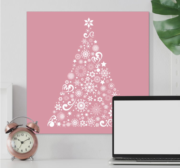 Cuadro de navidad árbol festivo de navidad en rosa - TenVinilo