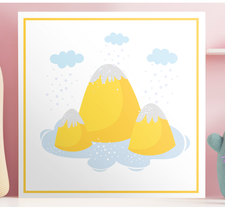 Cuadro infantil Montañas amarillas con gotas de lluvia - TenVinilo