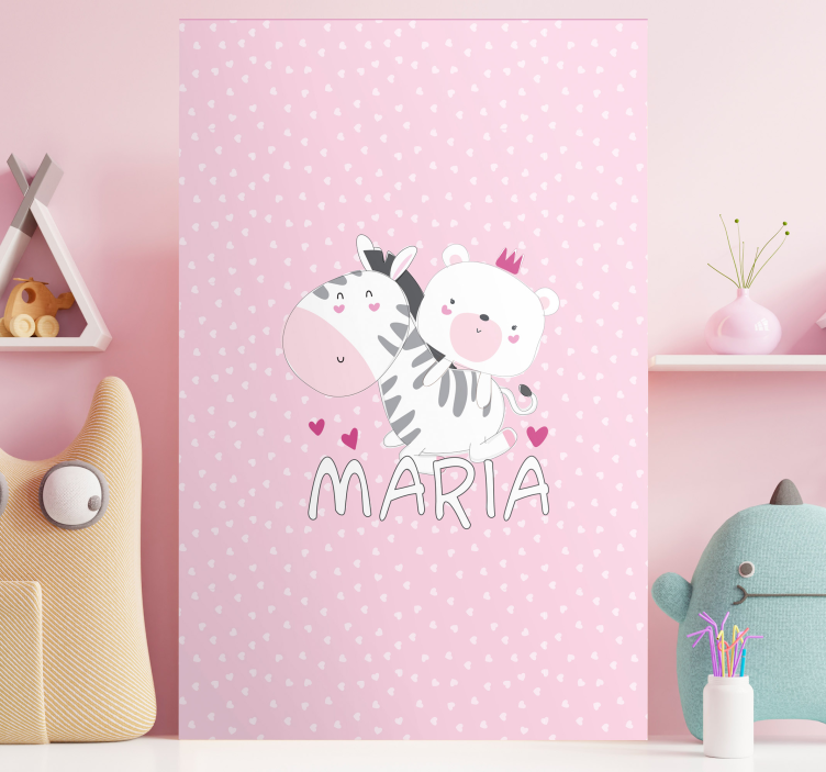 Cuadro con nombre cebra y oso  - TenVinilo