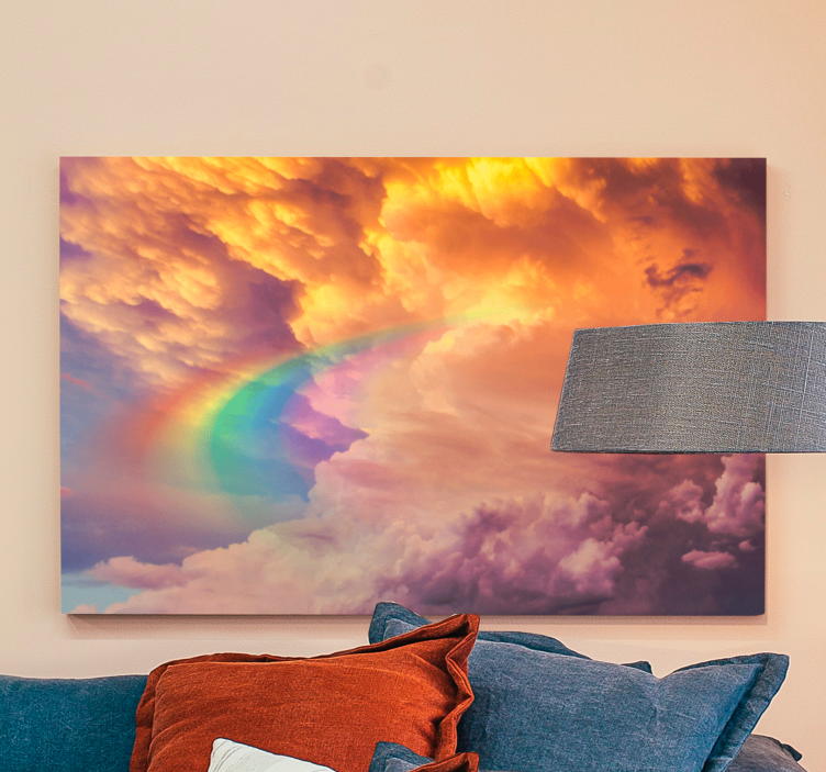 Cuadro para salón Fondo de nebulosidad con cuadro arcoiris. - TenVinilo