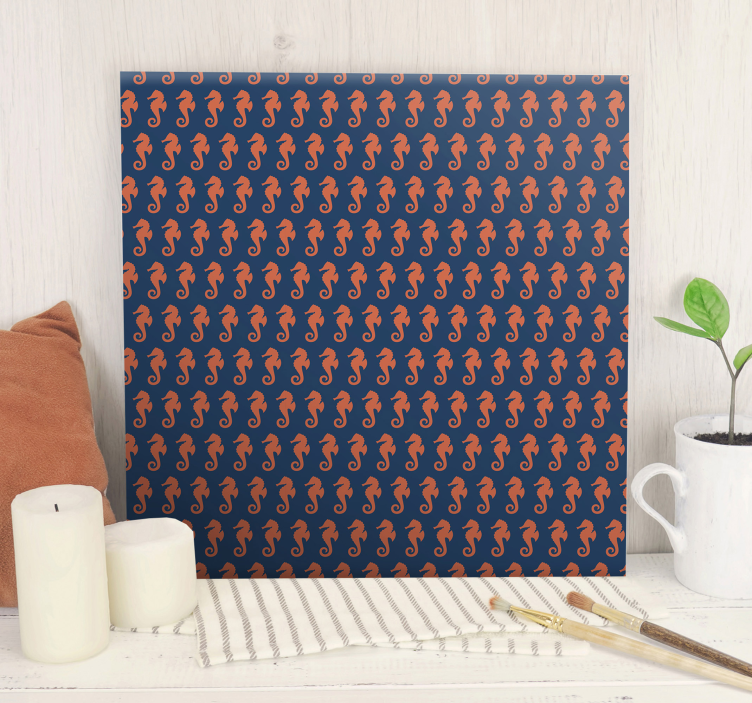 Cuadros de animales patrón caballitos mar - TenVinilo