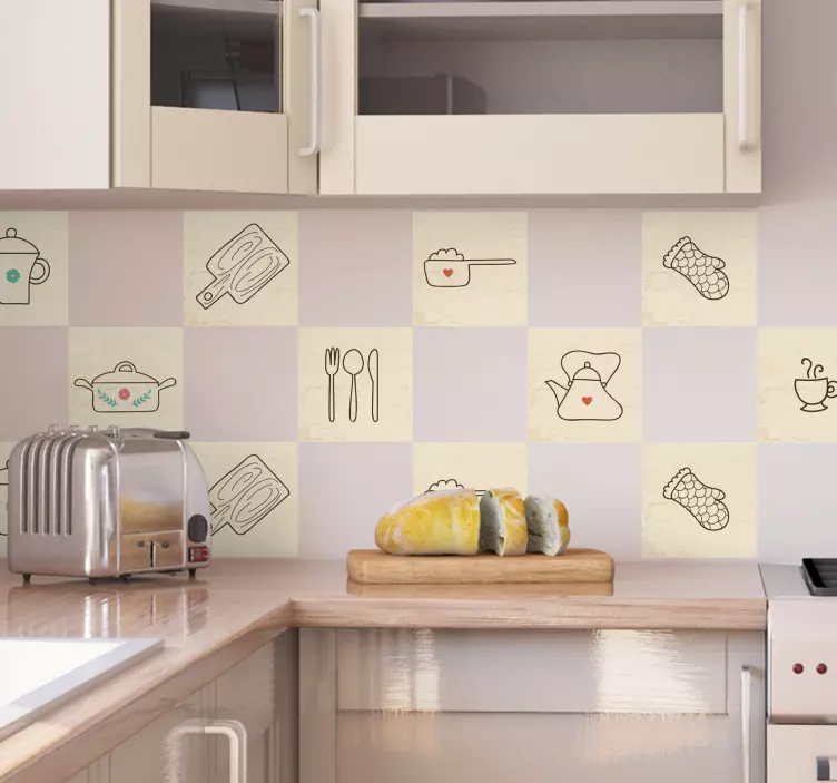 Azulejos adhesivos cubiertos para cocina - TenVinilo