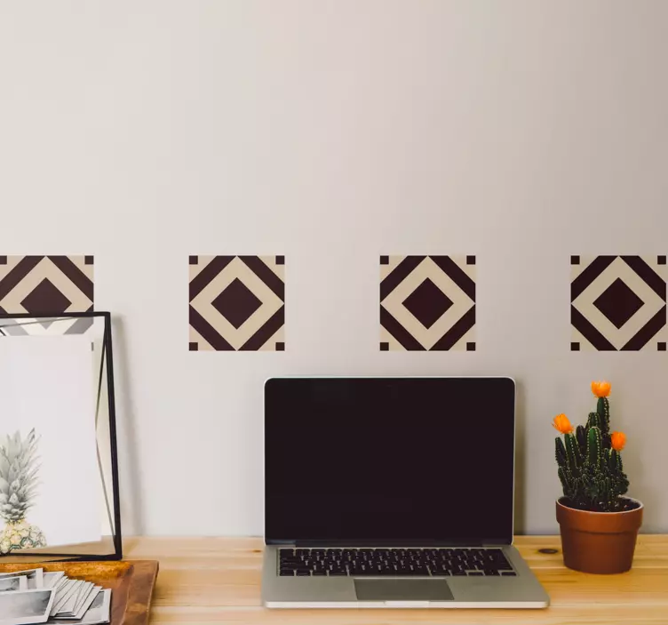 Azulejos adhesivo Patrón cuadrado beige vintage - TenVinilo