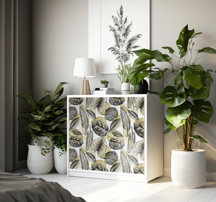 Vinilo para mueble plantas tropicales elegantes - TenVinilo