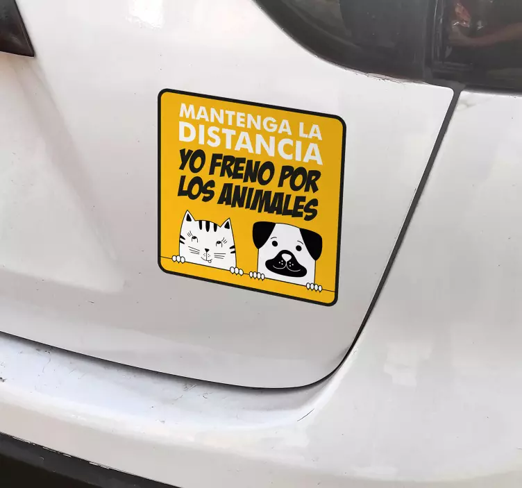 Pegatina coche si veo un animal freno - TenVinilo