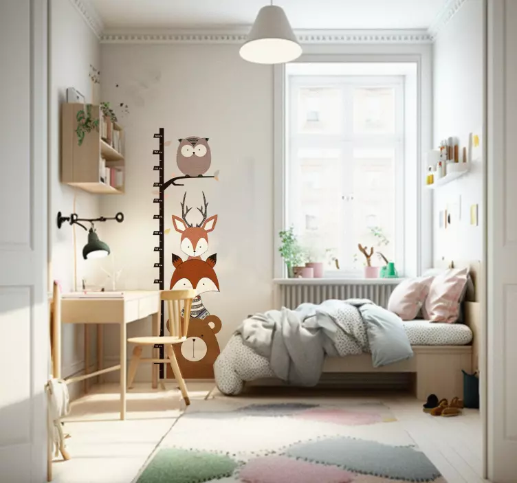 Vinilo infantil medidor animales bosque - TenVinilo