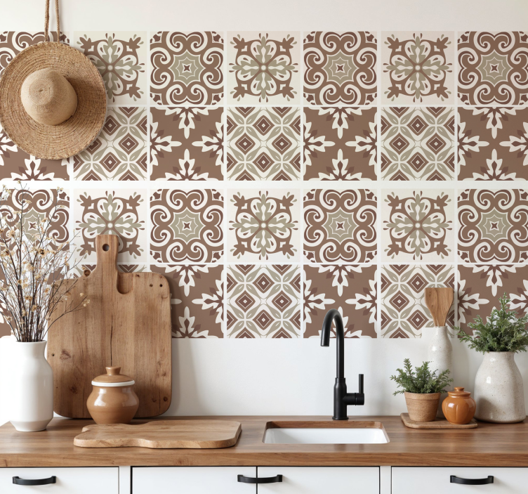 Azulejo adhesivo mocha mousse hidráulica - TenVinilo