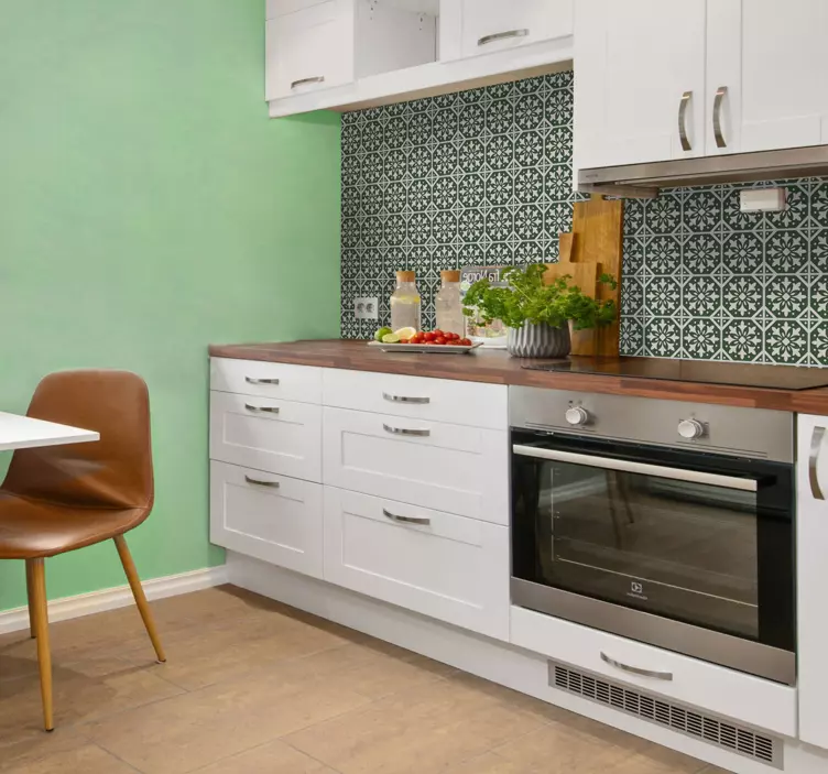 Azulejo adhesivo patrón botánico elegante - TenVinilo