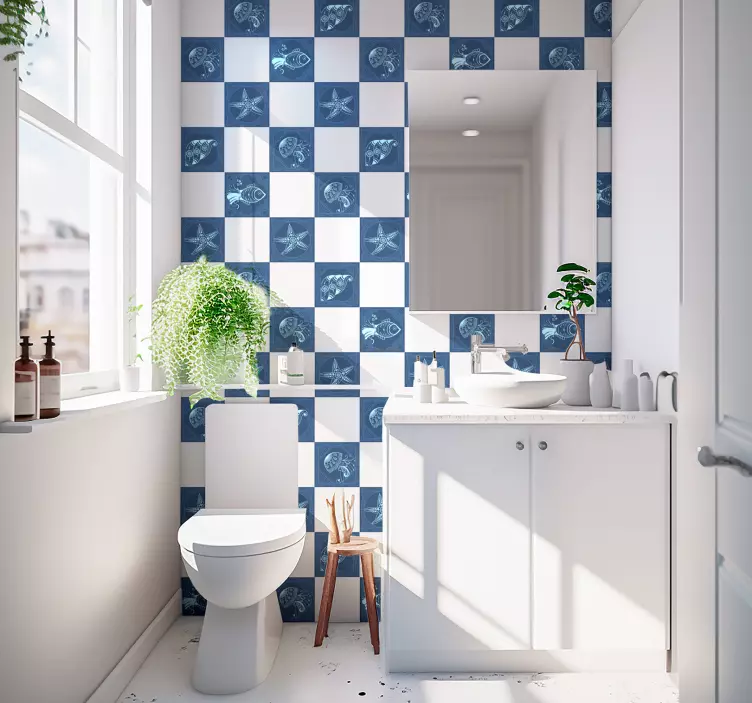 Azulejos adhesivo dibujos de vida marina - TenVinilo