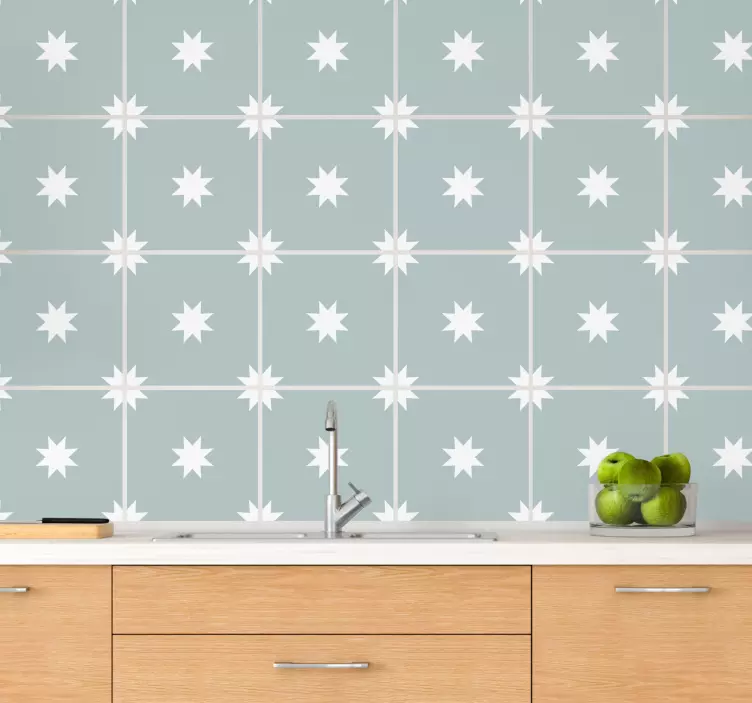 Azulejos adhesivo Estrella azul y blanca - TenVinilo