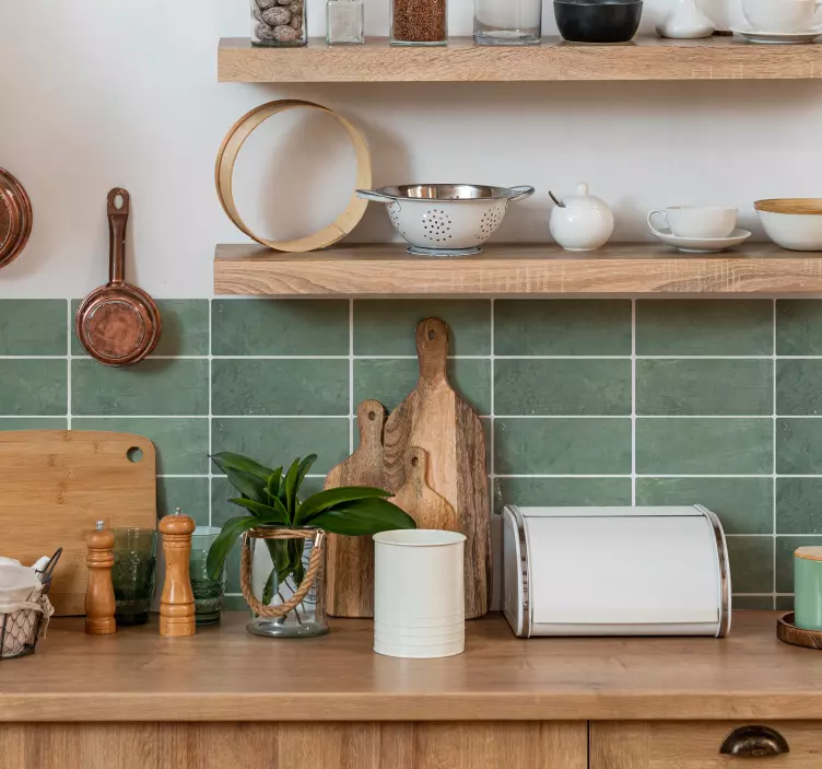 Azulejos adhesivo ladrillos verdes rectangulares - TenVinilo