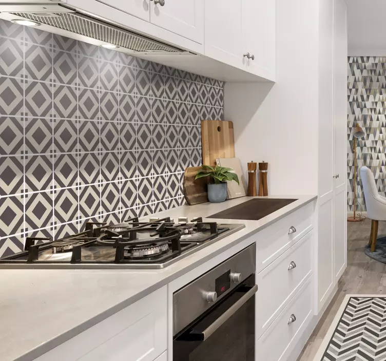 Azulejos adhesivo Patrón cuadrado beige vintage - TenVinilo