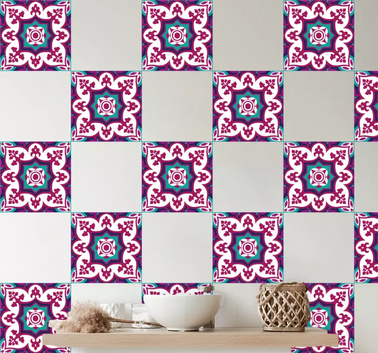 Azulejos adhesivo Patrón de mosaico rosa marroquí - TenVinilo