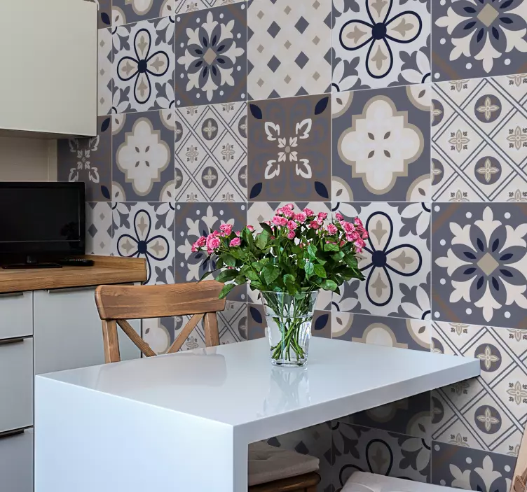 Azulejos adhesivos vintage tonos grises - TenVinilo