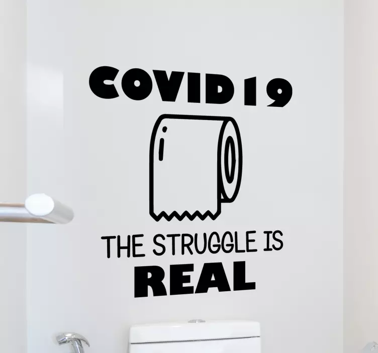 Cartel en vinilo frase coronavirus papel baño - TenVinilo