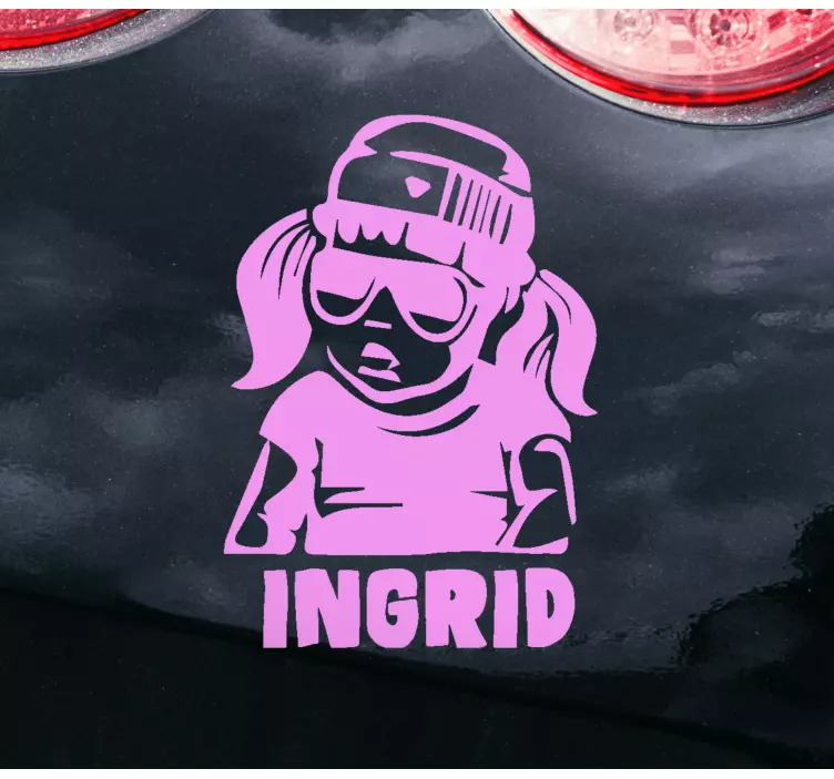 Pegatina bebé a bordo personaje chica cool - TenVinilo