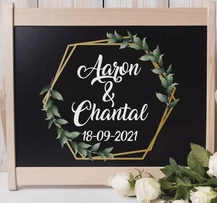 Pegatina boda nombre y fecha personalizadas - TenVinilo