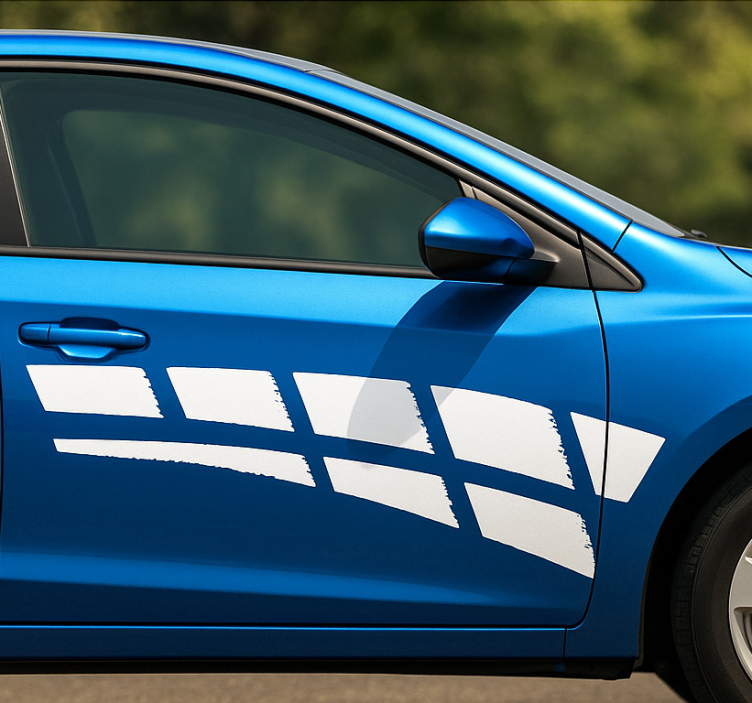 Pegatina coche rayas abstractas monocromáticas - TenVinilo