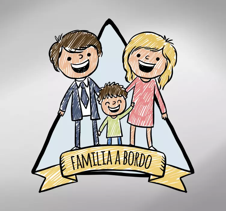 Pegatina familia a bordo sketch - TenVinilo